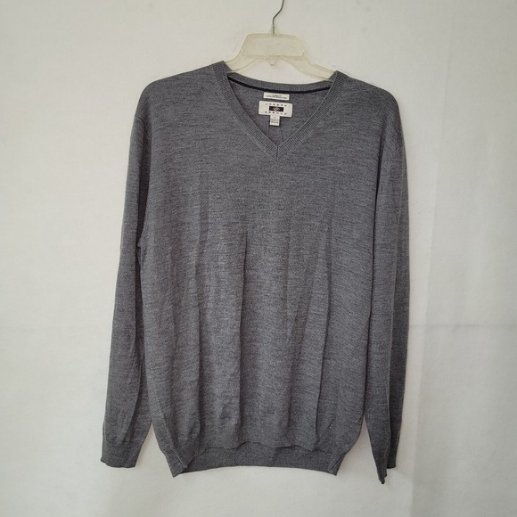 Joseph Abboud Sweater Mens 1X Grey Classic Fit Merino Wool Long Sleeve V-Neck - Picture 1 of 9